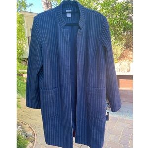 Chico's Blue Striped Cotton Blazer Open-Front Lightweight -Size 3 (XL)